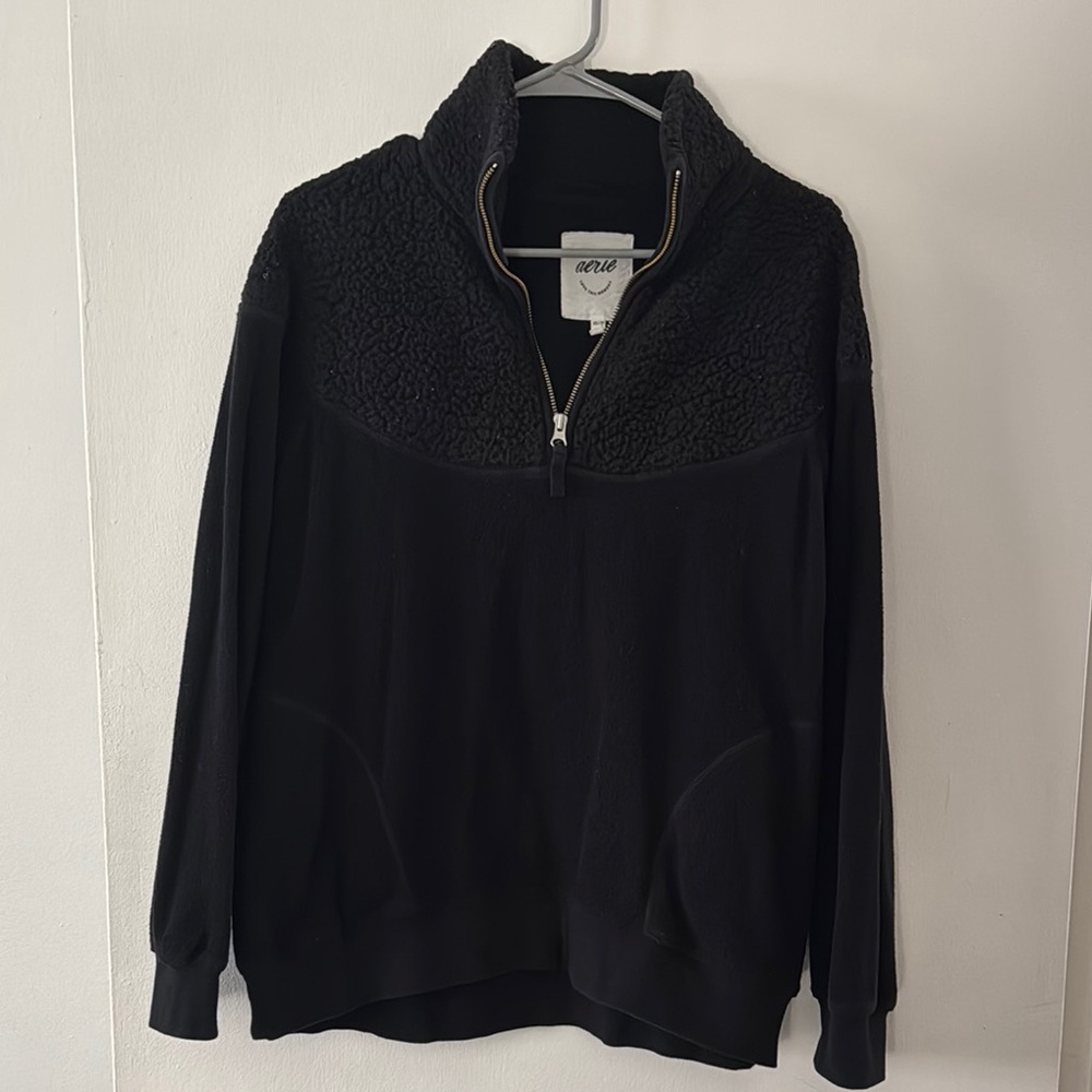 Aerie Black Half-Zip Sweatshirt